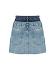 Double Waist Detailed Jean Skirt Indigo - Porterist 3