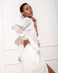 Iconic Lined Shirt Dreswith ButtonDown the Front White - Porterist 5