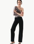 Single Shoulder Long Sleeve Glossy Bodysuit Silver - Porterist 2