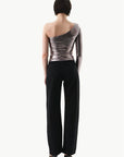 Single Shoulder Long Sleeve Glossy Bodysuit Silver - Porterist 4