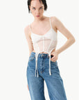 Thin Strap Tulle Bustier White - Porterist 1