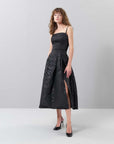 Midi Length Skirt with Pleated Slits Black - Porterist 1