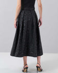Midi Length Skirt with Pleated Slits Black - Porterist 2