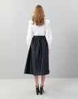 Taffeta Bow Detail Midi Length Skirt Black