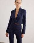 Stingray Magnet Closure Navy Blue Crop Jacket