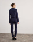 Stingray Magnet Closure Navy Blue Crop Jacket