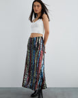 Fixed Belt Detailed Bell Form Flakes Sequin Skirt Fınal Item - Porterist 1