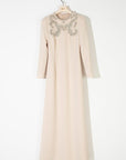 Beige Satin Hoop Embroidery Long Dress Fınal Item - Porterist 3