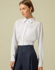 White Crop Shirt With Low Cut Back Pockets Fınal Item - Porterist 2