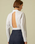 White Crop Shirt With Low Cut Back Pockets Fınal Item - Porterist 1