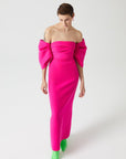 Fuchsia Strapless Low Balloon Sleeve Long Dress Fınal Item - Porterist 1