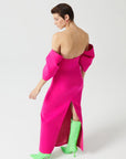 Fuchsia Strapless Low Balloon Sleeve Long Dress Fınal Item - Porterist 2