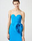 Blue Strapless Bow Detailed Slit Dress Fınal Item - Porterist 4