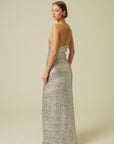 Sequin Silver Long Dress With One Shoulder Strap Fınal Item - Porterist 2