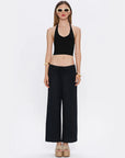 Soft Draped Black Elastic Waist Pants - Porterist 2
