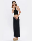 Soft Draped Black Elastic Waist Pants - Porterist 1