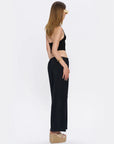 Soft Draped Black Elastic Waist Pants - Porterist 4