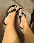Black Leather Basement Sandals  - Porterist 3