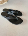 Black Leather Basement Sandals  - Porterist 4