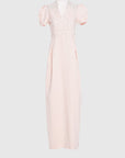 V Neck Long Pink Evening Dress With Stone Pearl Embroidery Fınal Item - Porterist 1