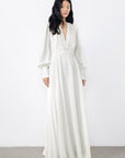 Belt Pleated Ecru Dress With Collar Embroidery Detail Fınal Item - Porterist 1