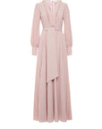 Pleated Pink Dress With Belt Embroidery Detail Fınal Item - Porterist 1