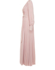 Pleated Pink Dress With Belt Embroidery Detail Fınal Item - Porterist 2