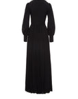 Pleated Black Dress With Belt Embroidery Detail Fınal Item - Porterist 3