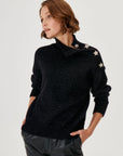 Star Button Detail Glittery Black Knitted Sweater Fınal Item - Porterist 2