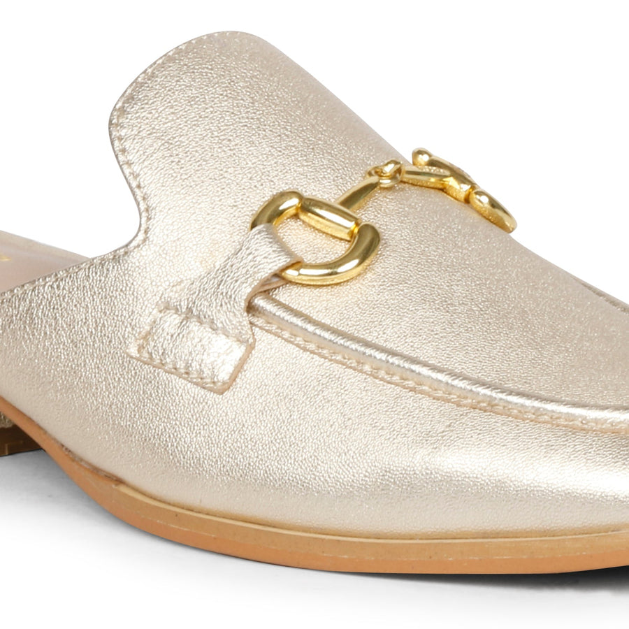 Savannah Metallic Flat Mules Gold 