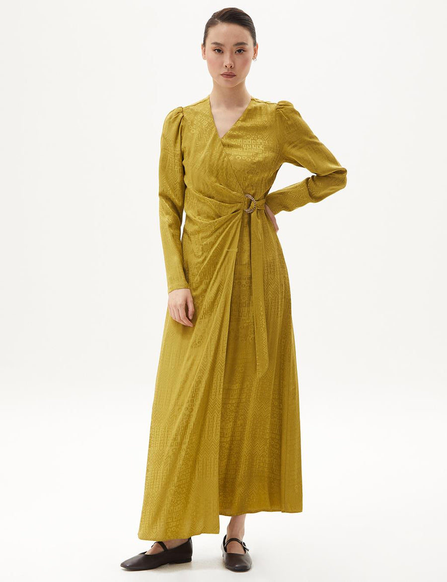 Metal Buckle Detailed Stylish Khaki Dress Fınal Item - Porterist 2