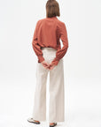 Wide Leg Trousers Cream with Iron Trace