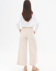 Wide Leg Trousers Cream with Iron Trace