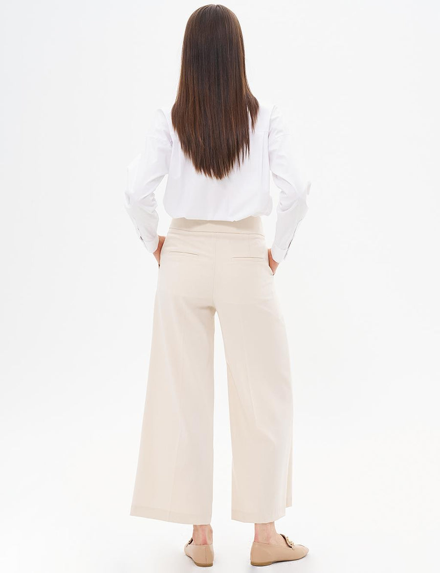 Wide Leg Trousers Cream with Iron Trace