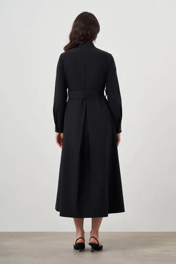 Mizalle Button Up Belted Dress Black Apparel Black