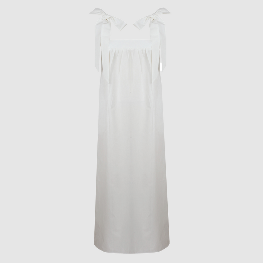 White Rosie Square Neck Long Dress | Porterist