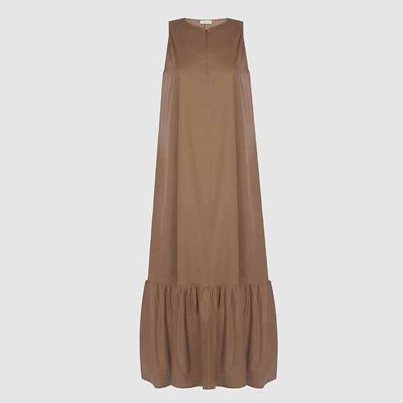 Taupe Grace Flounce Long Dress | Porterist