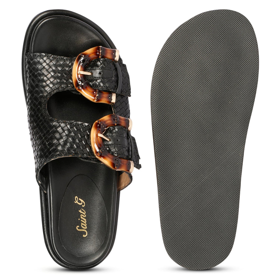Saint G Venice Flat Sandals Footwear Black 