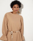 Skin Color Scalloped Maxi Dress