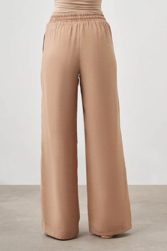 Mizalle Wide Leg Pants Beige Apparel Beige