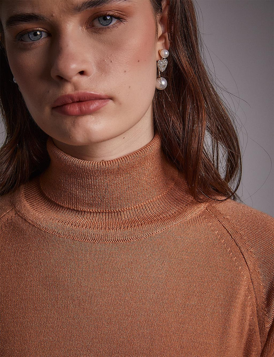 Turtleneck Knitwear Blouse Salmon