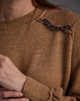 Knitwear Tunic with Chain Detail on the Shoulder Milk Brown