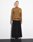 Turtleneck Striped Knitwear Blouse Beige Black