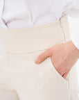 Wide Leg Trousers Cream with Iron Trace