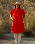 Red Balloon Sleeve Trench Coat