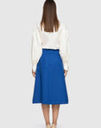 A Form Below the Knee Blue Skirt