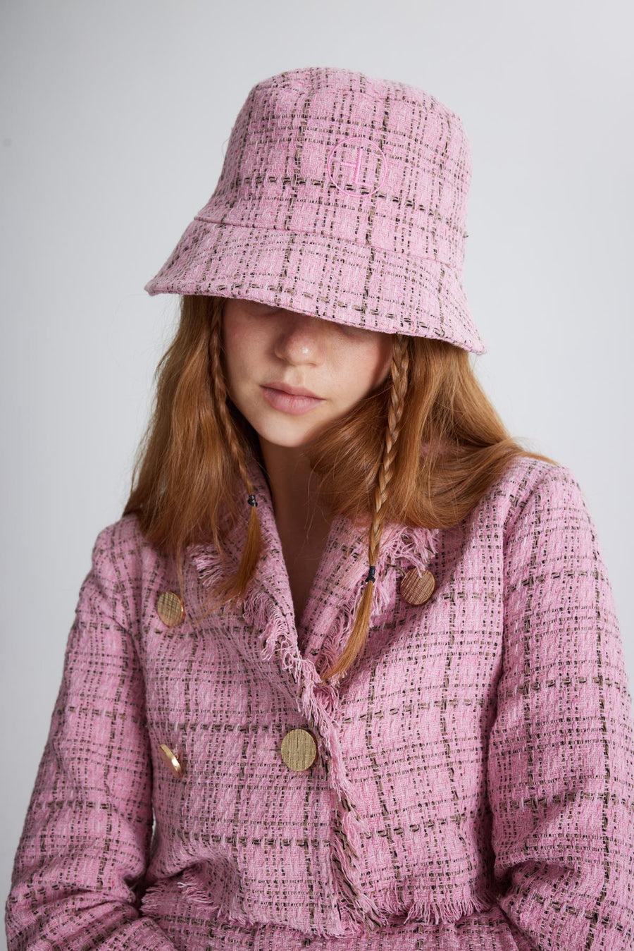 Tweed Bucket Hat Pink  - Porterist 2