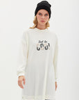 Slogan Embroidered Sweat Ecru