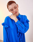 Ruffled Tunic Cobalt Blue