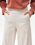 Wide Leg Trousers Cream with Iron Trace